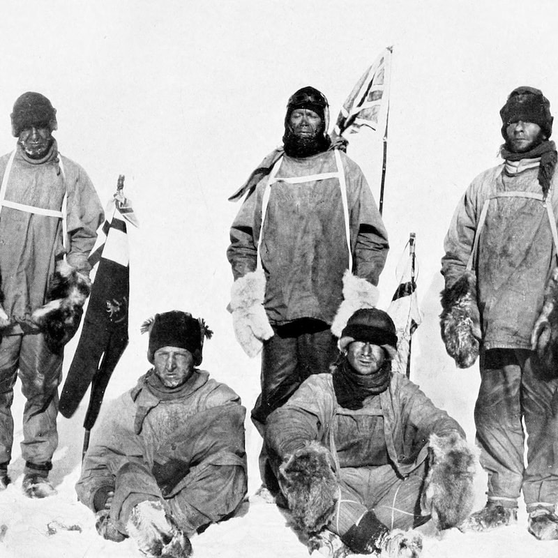 <p>Captain Scott&rsquo;s team at the South Pole in January 1912 &ndash; they never returned (Credit: Public Domain)</p>
